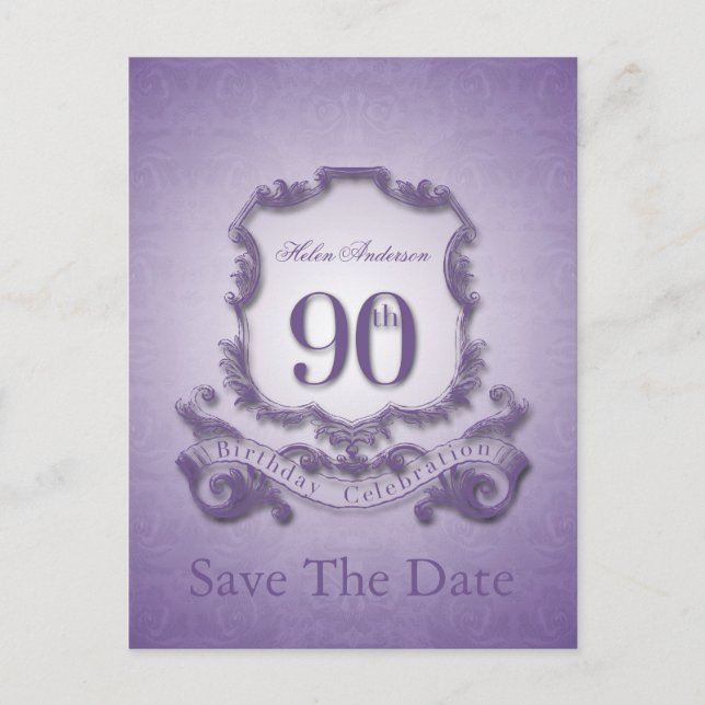 Save the Date 90th Birthday Personalised Postcard (Front)