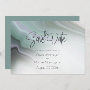 Save the Date   Abstract Dusty Sage Pale Violet  I Invitation