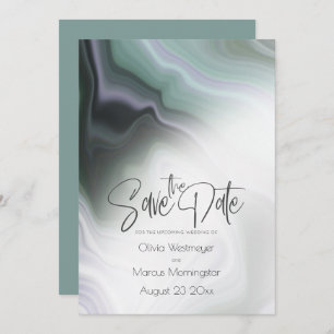 Save the Date   Abstract Dusty Sage Pale Violet  Invitation