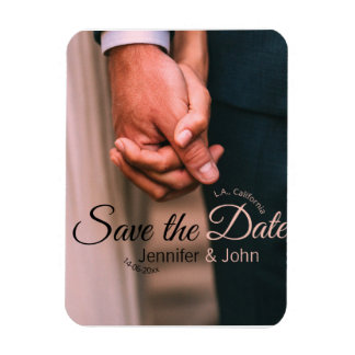 Save the date add couple name place date photo tex magnet