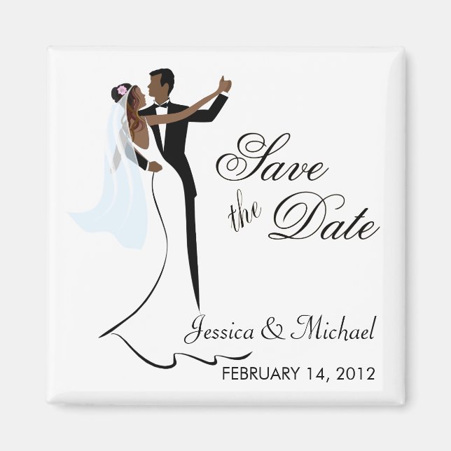 Save the Date  - African American Bride and Groom Magnet (Front)