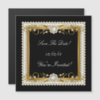 Save The Date All Occasions Diamond Trim Gold