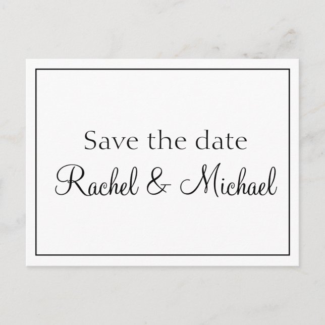 Save the Date Alluring Black and White Announcement Postcard (Front)
