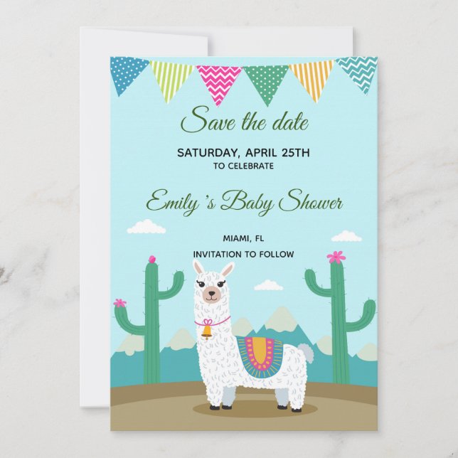 Save The Date Alpaca LLama (Front)