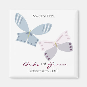 Save The Date and Butterflies Magnet