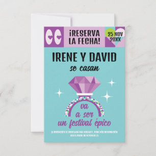 Save the Date Anillo Turquoise Violeta Festival