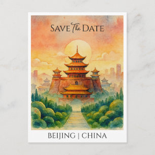 Save the Date Announcement Beijing China retro Postcard