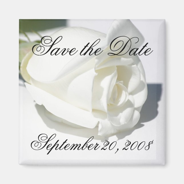 Save the Date Announcement White Rose Magnet (Front)