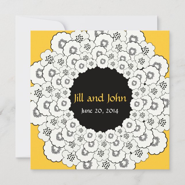 Save the Date Announcement Yellow Floral (Front)