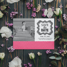 Save the Date Announcements {Pink Chevron}