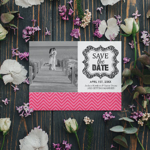 Save the Date Announcements {Pink Chevron}