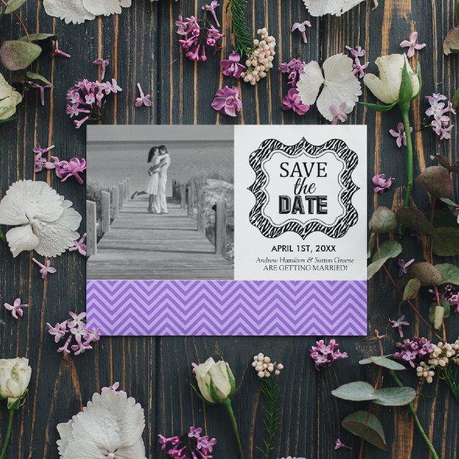 Save the Date Announcements {Purple Chevron} (Creator Uploaded)