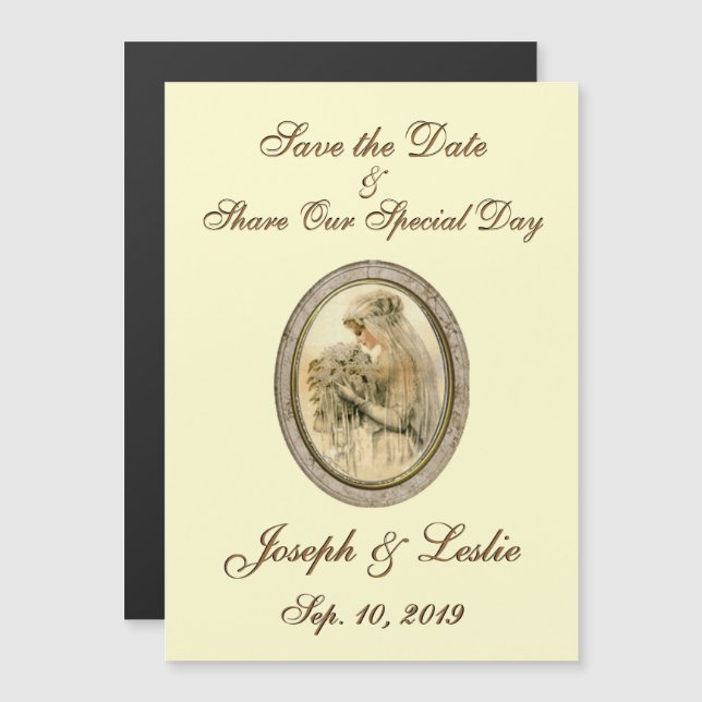Save the Date Antique Bride Magnetic Invitation (Front/Back)