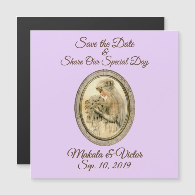 Save the Date Antique Bride Magnetic Invitation (Front/Back)