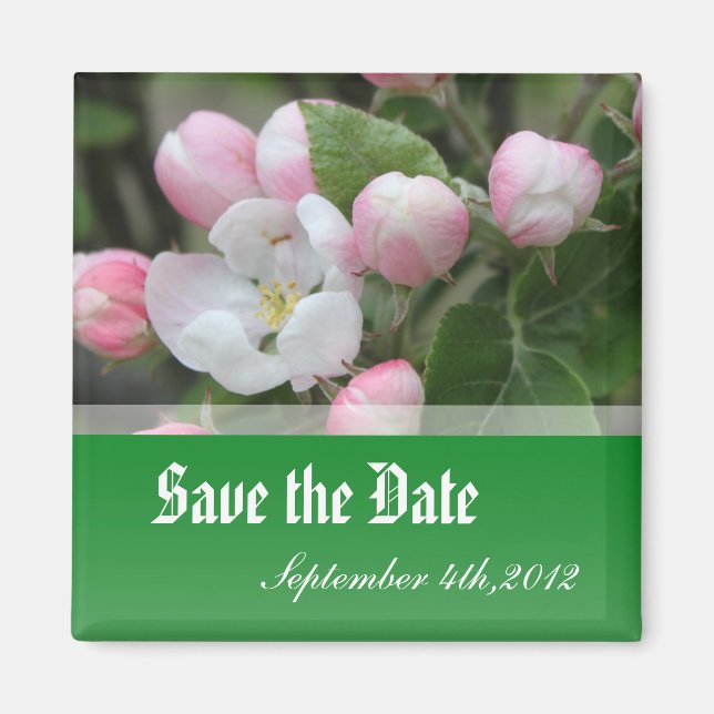 save the date, apple flowers magnet (Front)