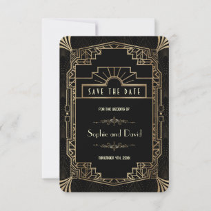 Save the Date   Art Deco Black Gatsby 1920s