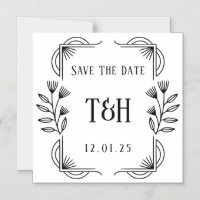 Save The Date - Art Deco Botanical Monogram