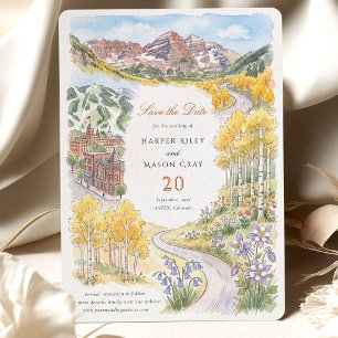 Save the Date Aspen Colorado Maroon Bells Autumn Invitation