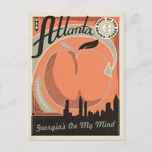 Save the Date | Atlanta, GA Announcement Postcard (Front)