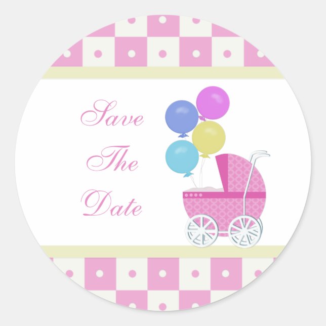 Save The Date Baby Shower Stickers (Front)