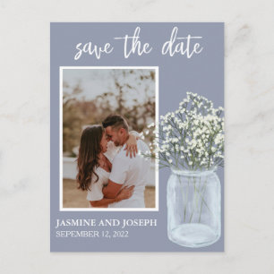 Save the Date Baby's Breath Flowers Photo  Announcement Postcard
