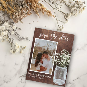 Save the Date Baby's Breath Flowers Photo   Announcement Postcard