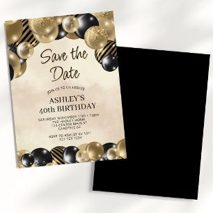Save the Date Balloons 40th Birthday Invitation