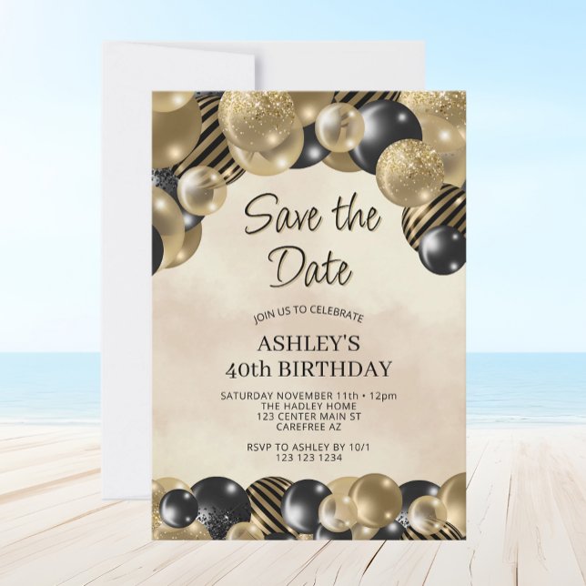 Save the Date Balloons 40th Birthday Invitation (Creator Uploaded)