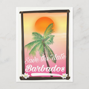 Save the Date - Barbados vintage postcard