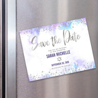 Save the Date Bat Mitzvah Silver Purple Watercolor