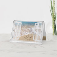 Save The Date beach hearts in window