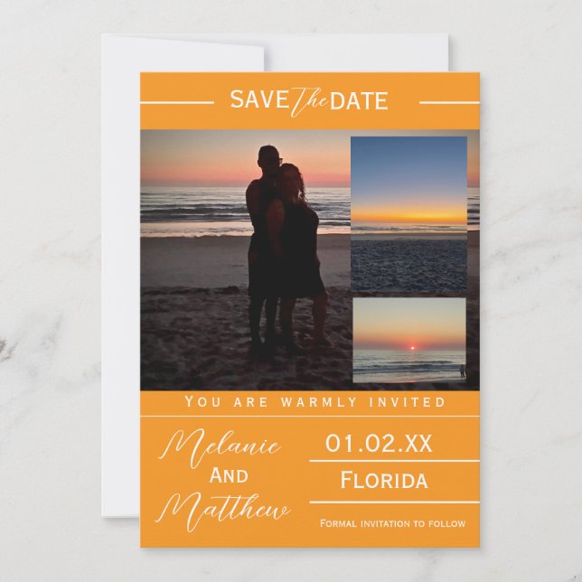 Save the Date Beach Photo Collage Invitation (Front)