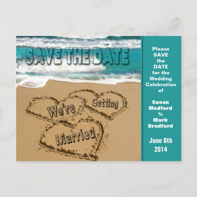 SAVE THE DATE - BEACH SCENE - POST CARD (Front)