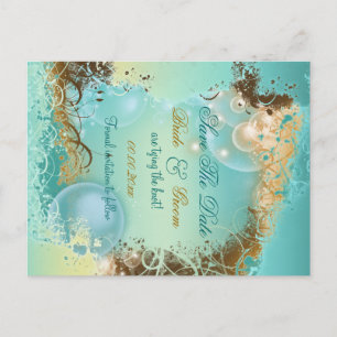 "Save the date" beach theme wedding aqua Announcement Postcard