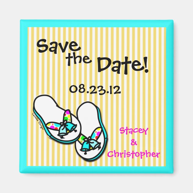 Save the Date Beach Wedding Magnet (Front)