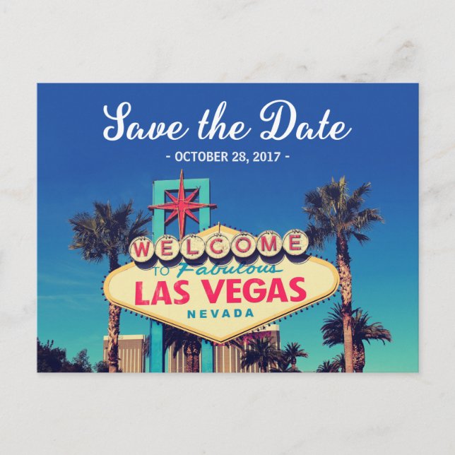 Save the Date - Beautiful Retro Las Vegas Photo Announcement Postcard (Front)