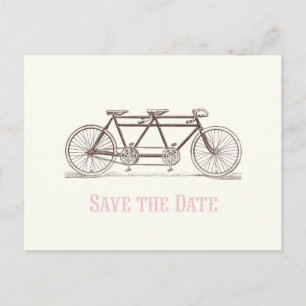 Save the Date Bicycle Built For Two Announcement Postcard