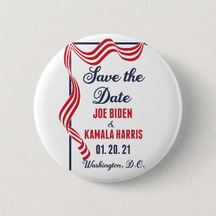 Save the Date Biden Harris Inauguration 6 Cm Round Badge