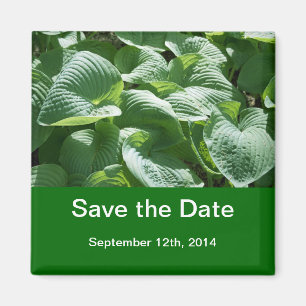 save the date. big green leafy plant magnet