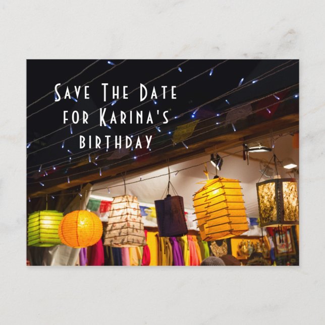 Save The Date Birthday Announcement Postcard (Front)