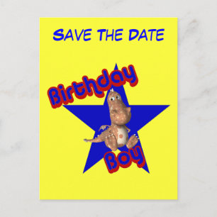 Save The Date Birthday Boy Dinosaur Funny Postcard