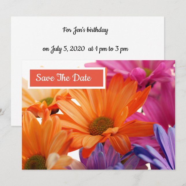 Save The Date Birthday Invitation Card (Front/Back)
