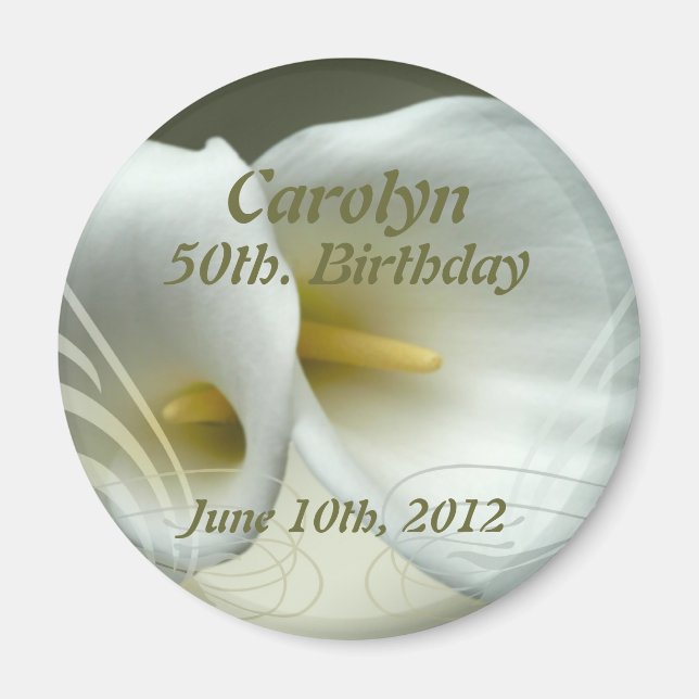 Save the date, birthday magnet with lily design (Front)