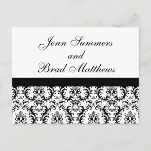 Save the Date Black and White Damask Card