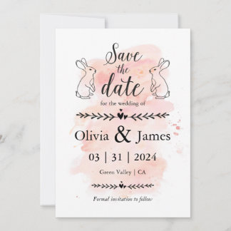 Save the Date Black and White Easter Wedding Invitation