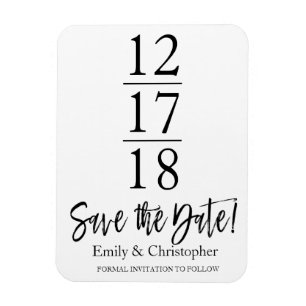 Save the Date Black and White Modern Script Magnet