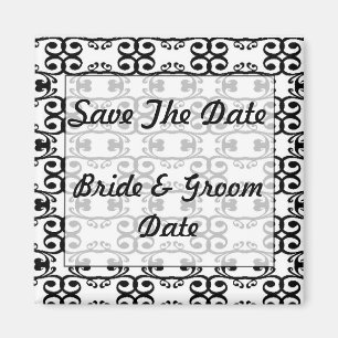 Save the Date Black and White Wedding Magnets