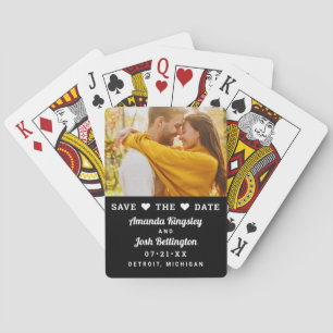 Save the Date Black Custom Wedding Photo Playing Cards