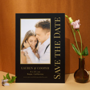 Save The Date Black Gold Stylish Modern Wedding