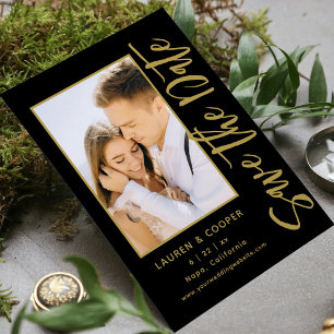 Save The Date Black Gold Stylish Modern Wedding